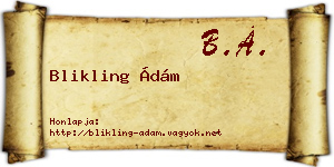Blikling Ádám névjegykártya